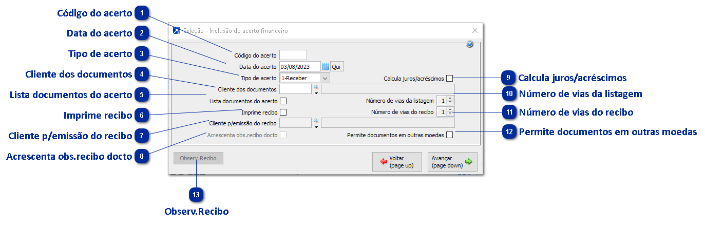 Acerto Financeiro - Compensações