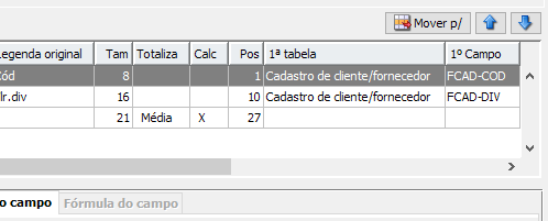 6. Colunas do relatório