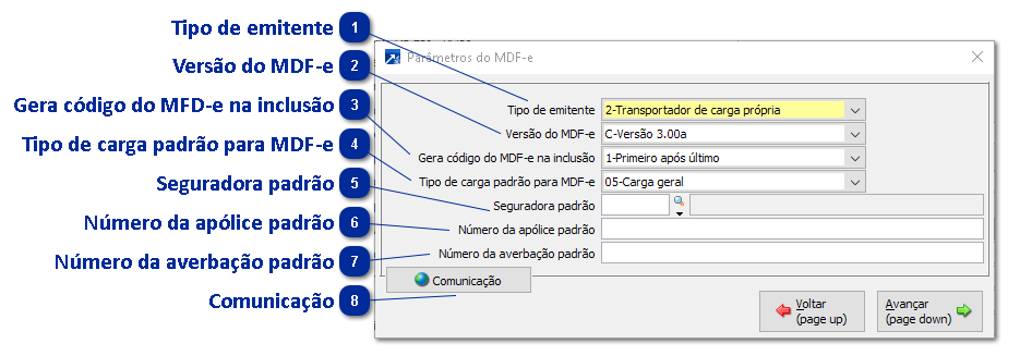 Configurações do MDF-e da Empresa do Módulo Transporte e Logística