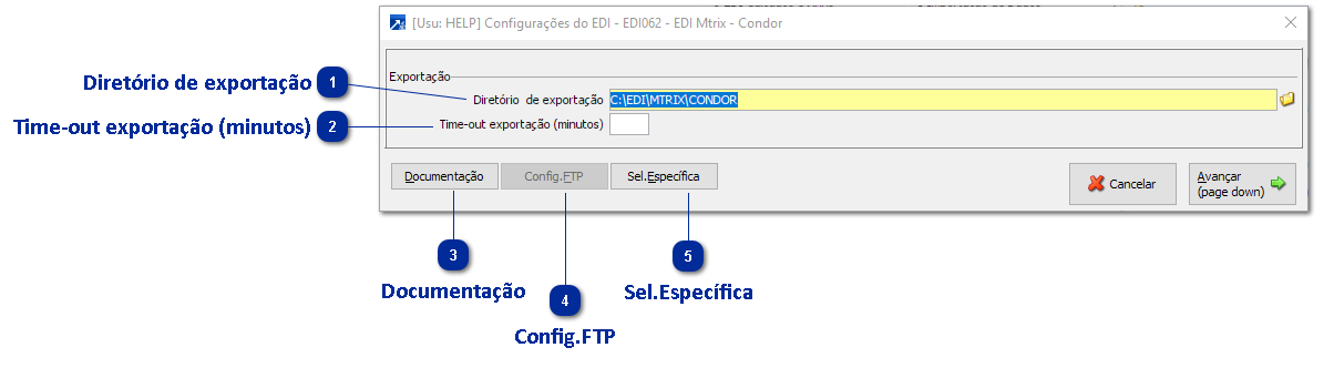 Configurações para geração do arquivo