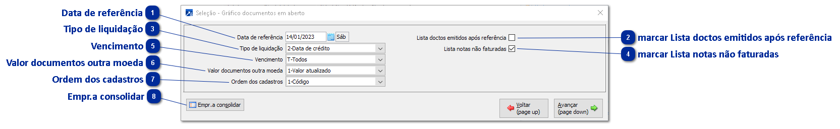 Gráfico de Documentos em Aberto