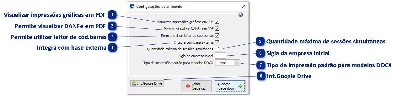 Configurações de ambiente