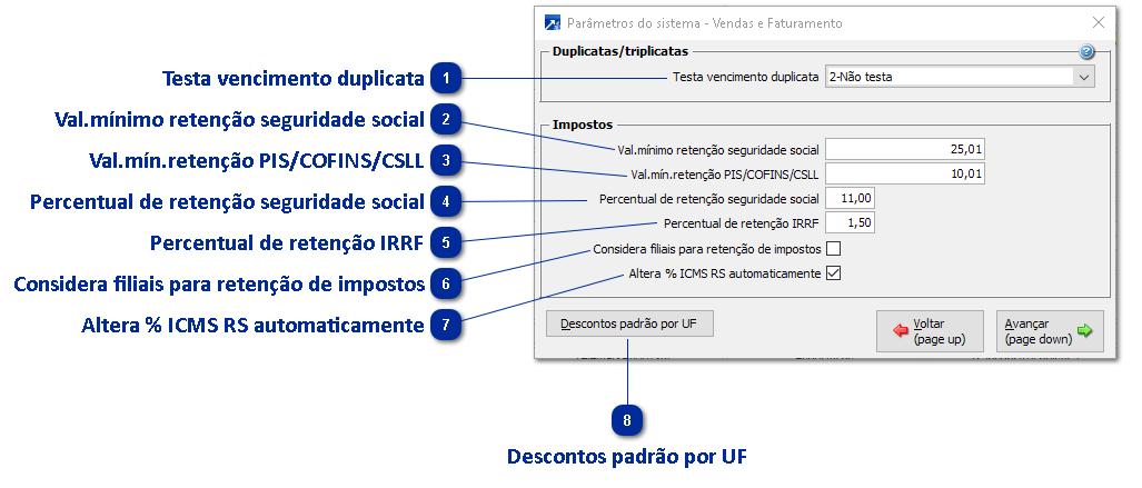 Parâmetros do Sistema do Vendas e Faturamento 1