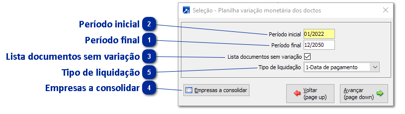 Planilha Variação Monetária dos Documentos