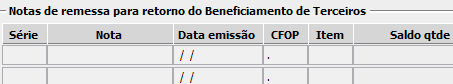 9. Notas de remessa para retorno