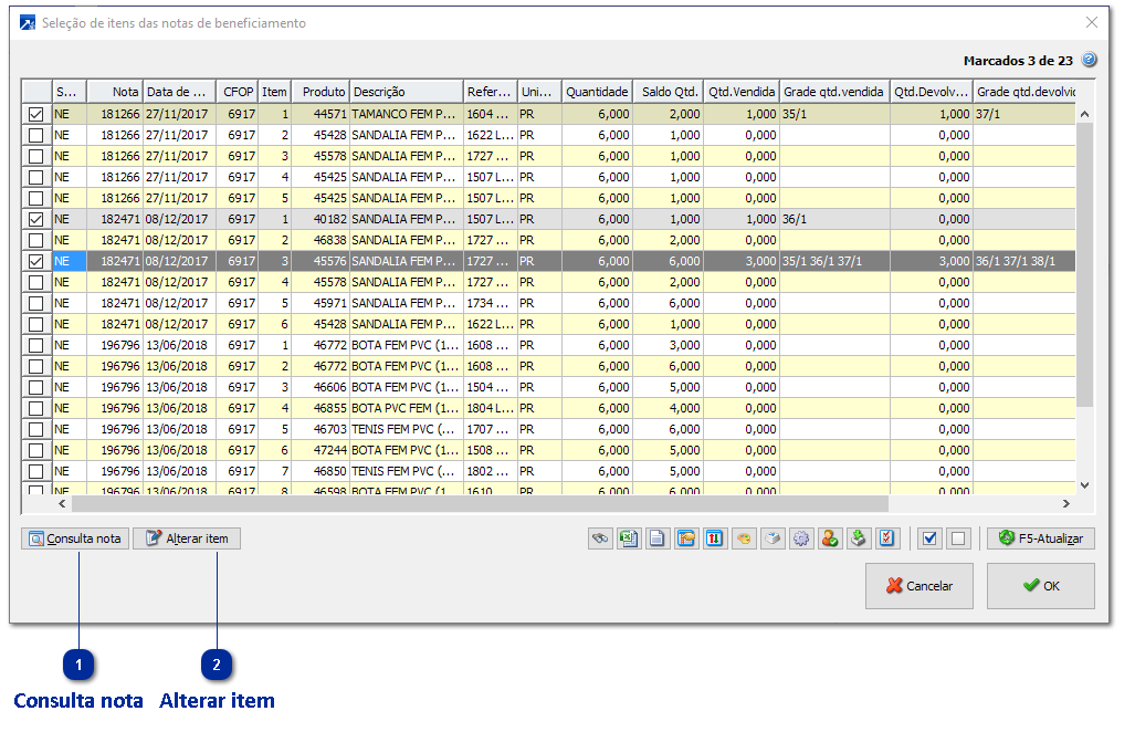 Retorno de mercadoria remetida em consignação