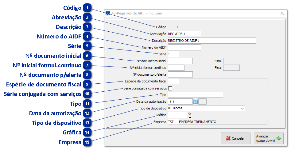 43 - Registros de AIDF