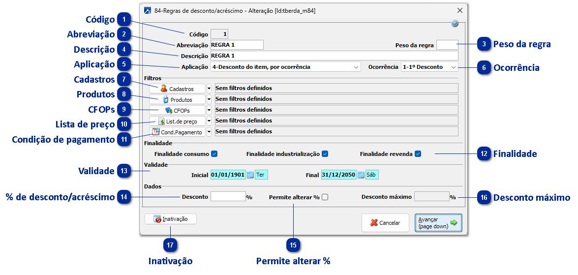 84 - Regras de Desconto/Acréscimo