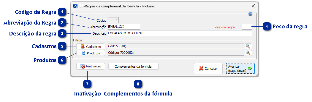 88 - Regras dos Complementos da Fórmula