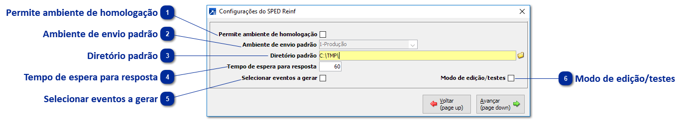 Configurações (Janela de geração)