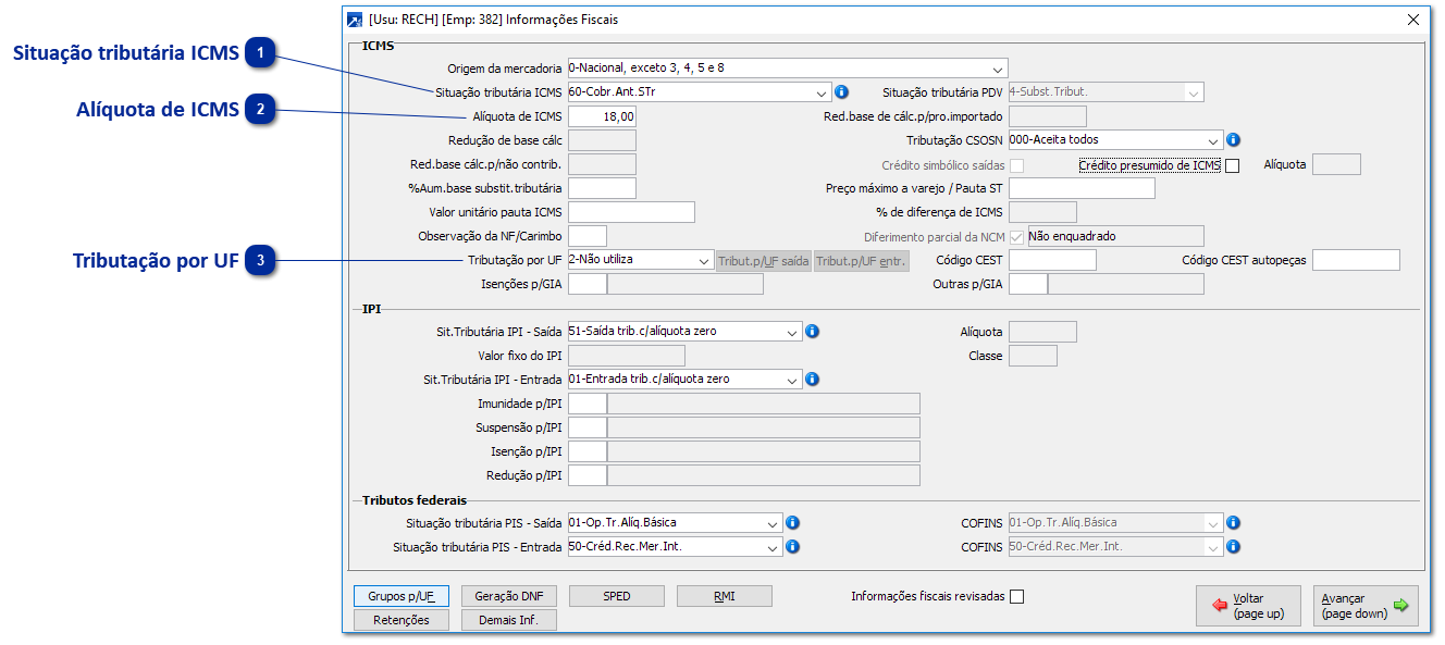 Informações necessárias