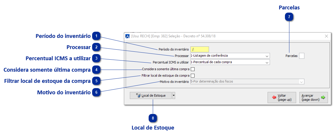 Motivo do inventário