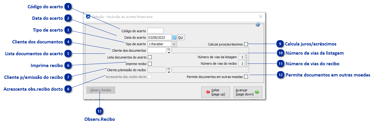 Acerto Financeiro - Compensações