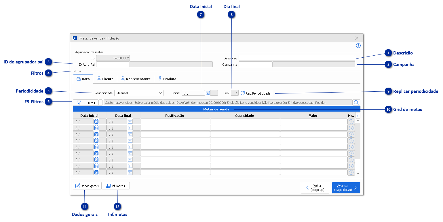 Agrupadores de Metas
