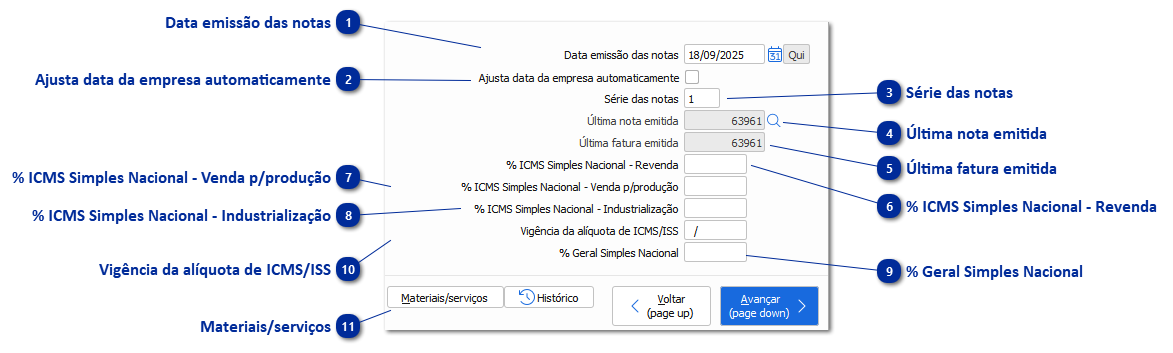 Altera data/última nota