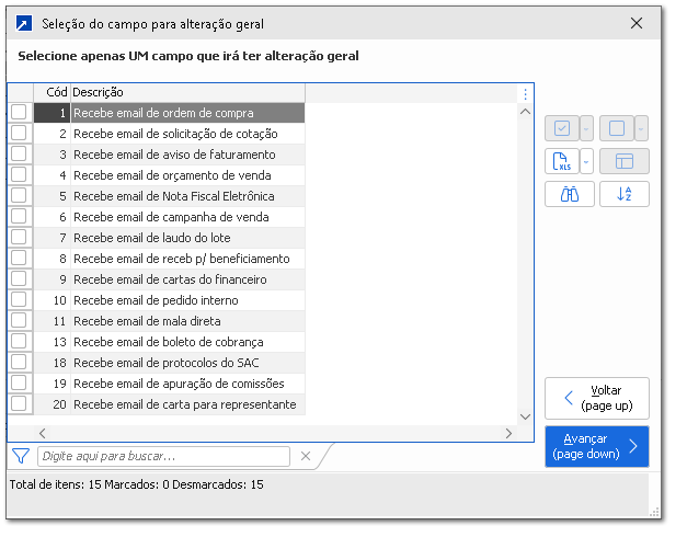 Alteração Geral de Contatos