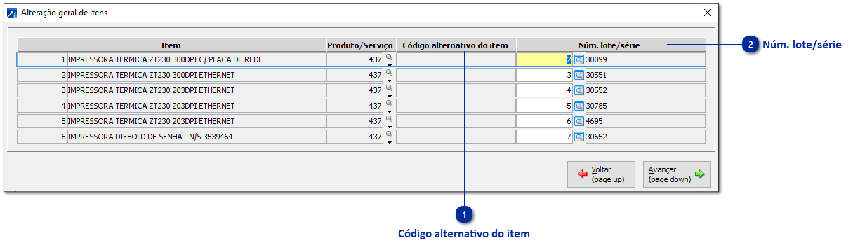 Alteração Geral de Itens