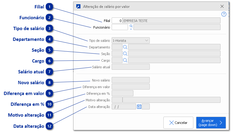 Alteração Salarial por Valor