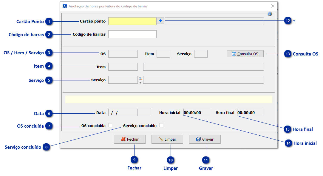 Anotação de Horas com Código de Barras