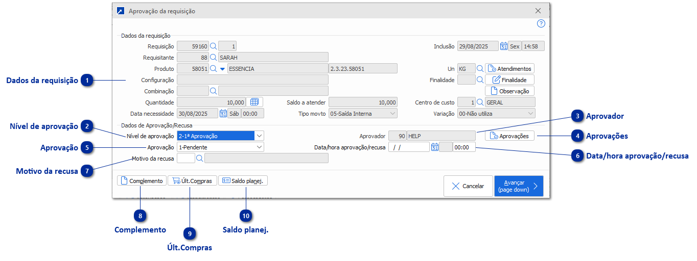 Aprovação da Requisição