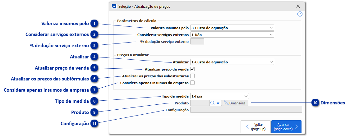 Custos para Produtos Fabricados Subfórmulas 
