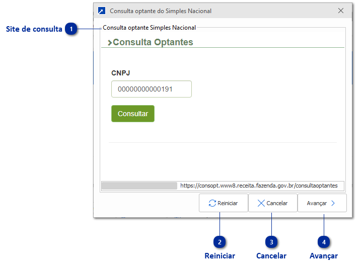 Site de consulta ao optante do Simples Nacional