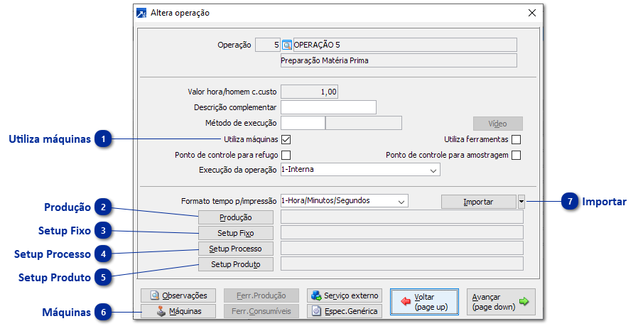 Cadastros de Máquinas em Formulações