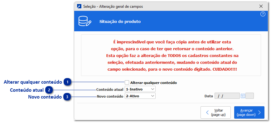 Alteração Geral de Campos