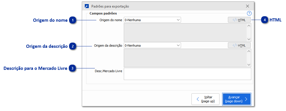 Padrões para exportação