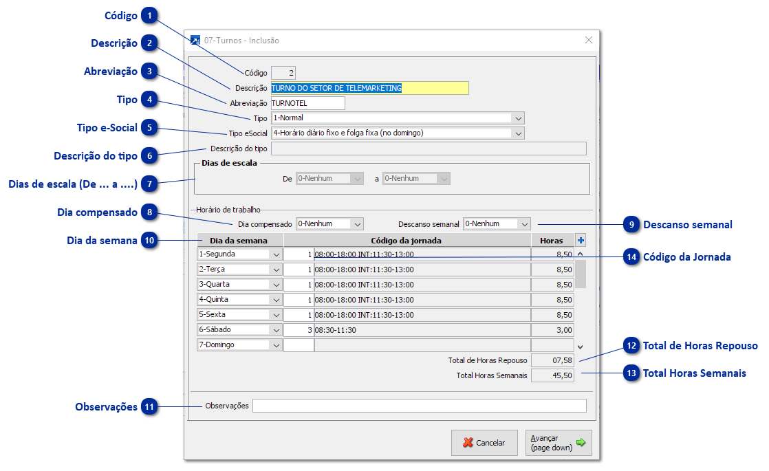 Cadastro de Turnos Para Uso em Campanhas do Telemarketing