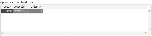 2. Operações do centro de custo