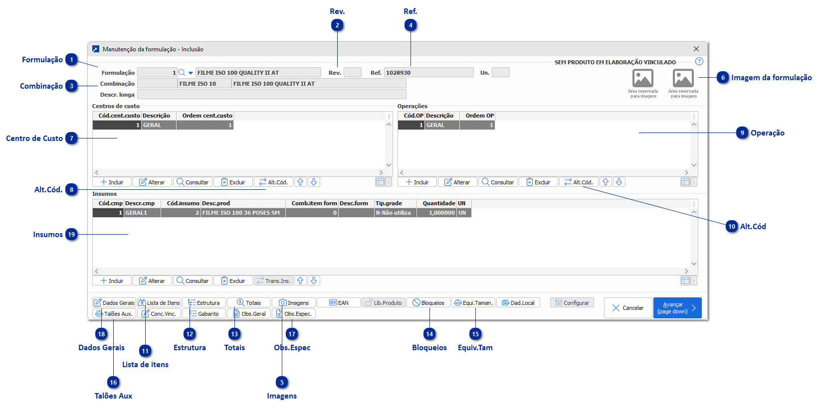Cadastro de Formulação, Estrutura ou Engenharia