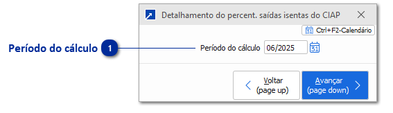 Cálculo do percentual de saídas isentas do CIAP