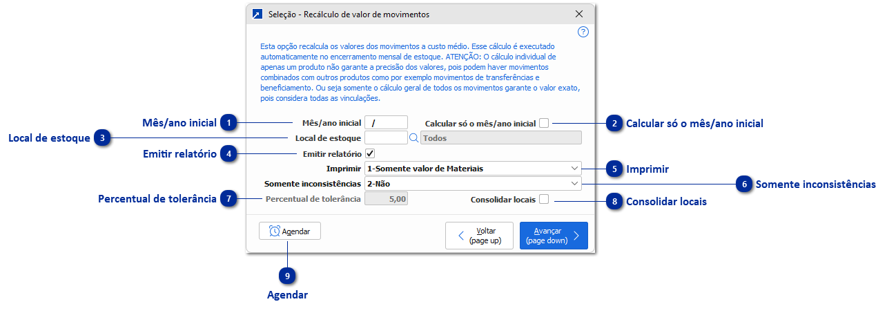 Cálculo de Valor de Movimentos