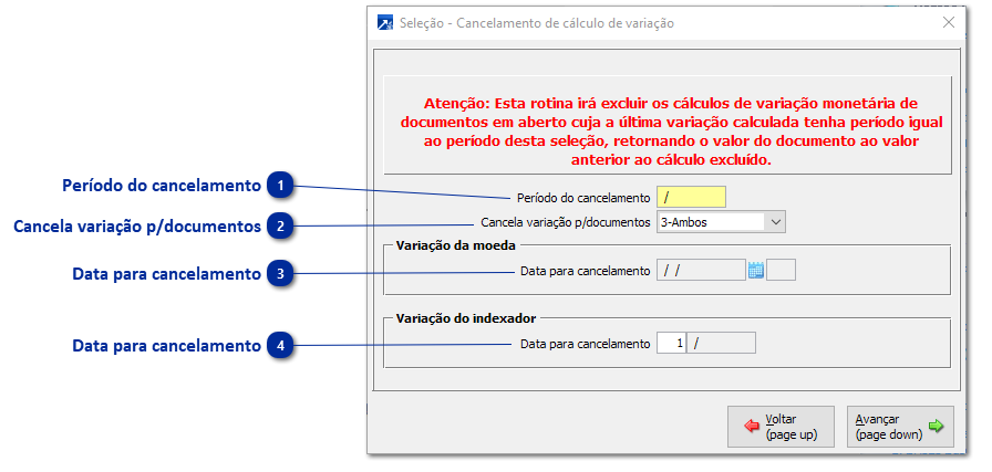 Cancelamento do Cálculo da Variação Cambial