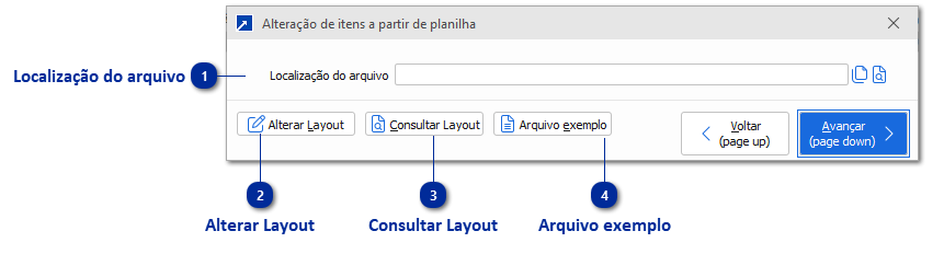 Alteração de itens a partir de planilha
