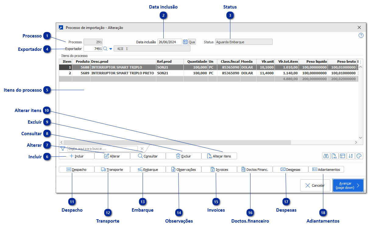 Processo de Importação
