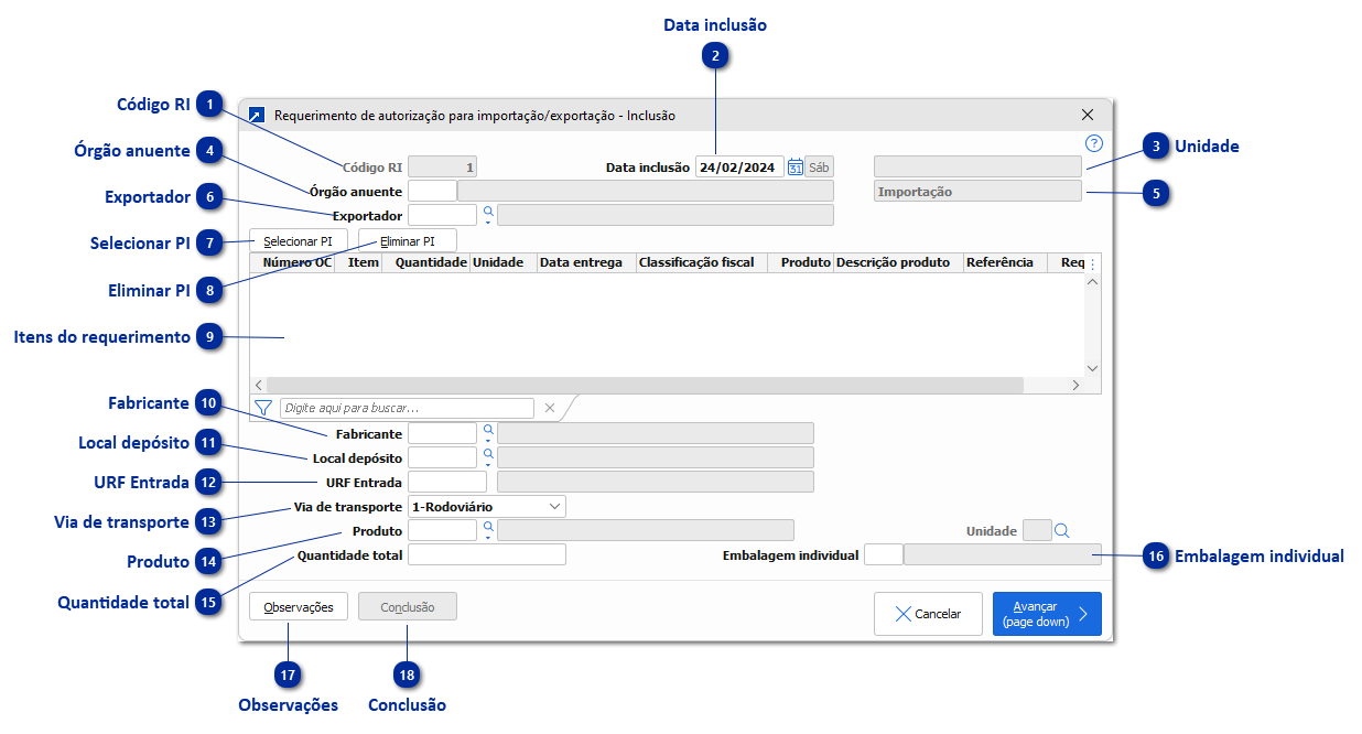 Requerimento de Autorização para Importação (RI)