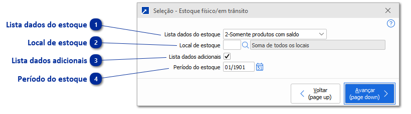 Relatório de Importações em Estoque Físico ou em Trânsito