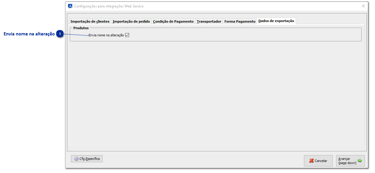 Cfg.Integração - Exportação