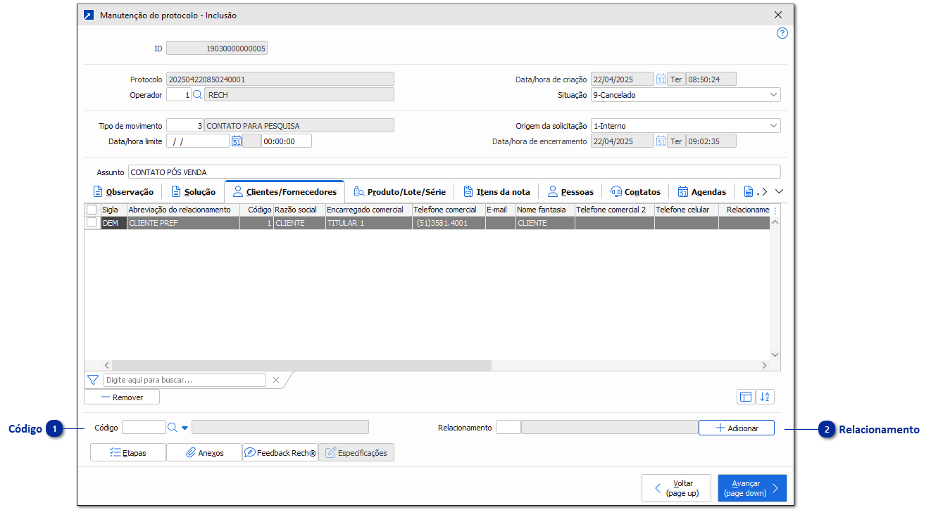 Clientes/Fornecedores