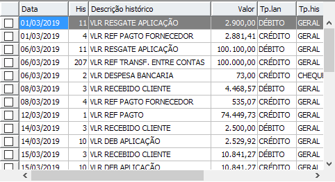 5. Lançamentos (Não conciliados)