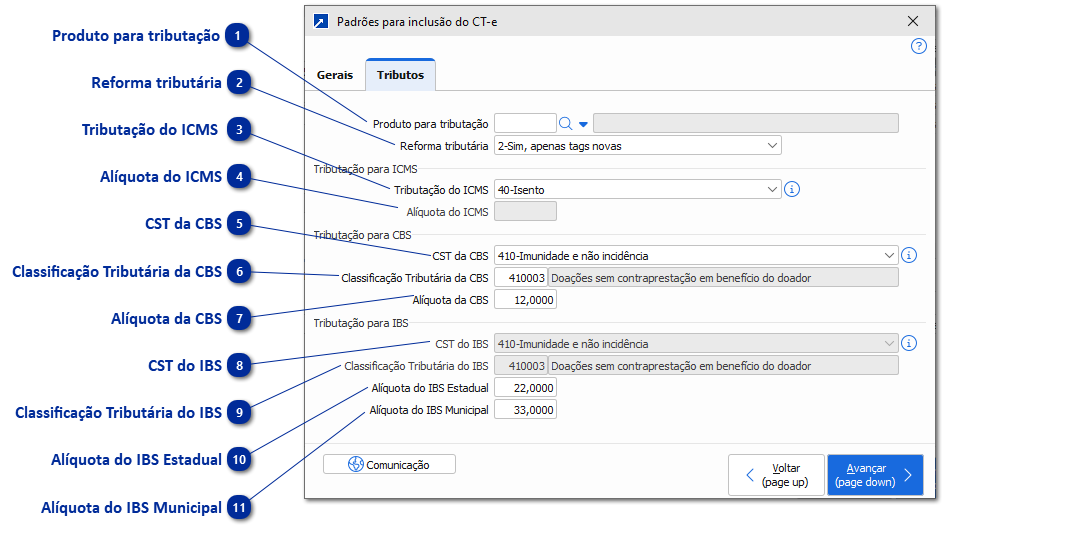 Configurações do CT-e da Empresa do Módulo Transporte e Logística