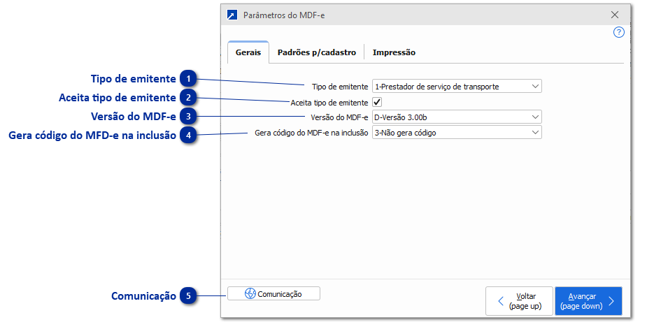 Configurações do MDF-e da Empresa do Módulo Transporte e Logística