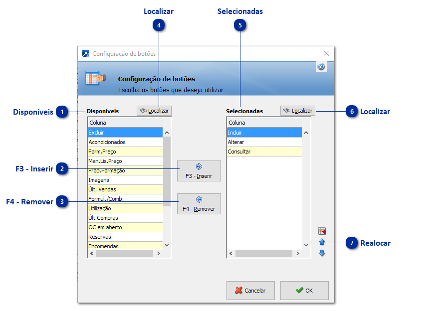 Configuração de Botões