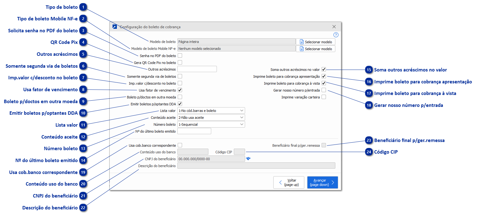 Configuração do Boleto de Cobrança
