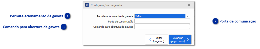Configurações da Gaveta