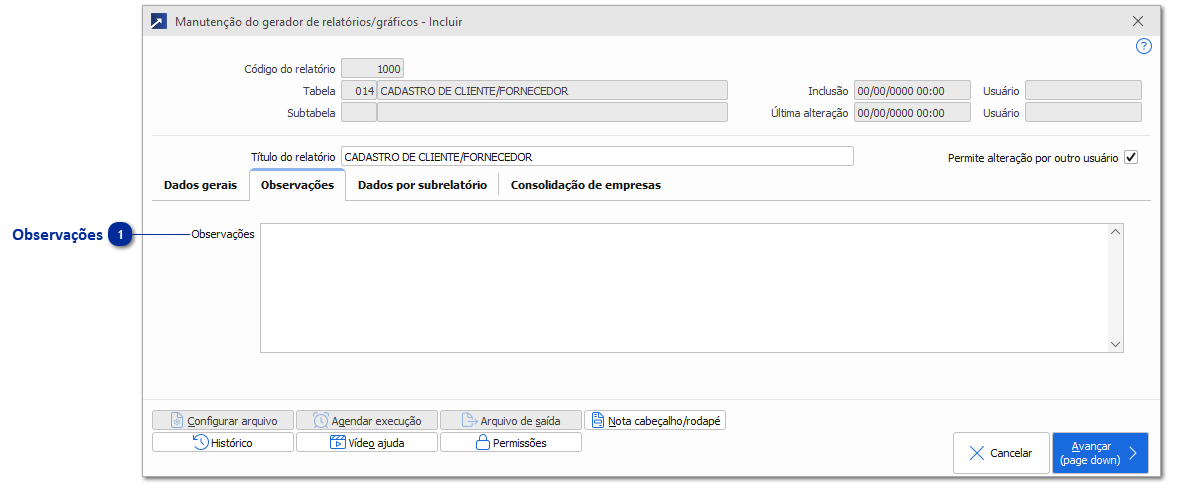 Manutenção do Gerador de Relatórios/Gráficos