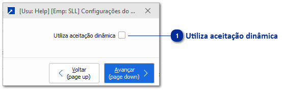 Configurações do tipo de aceitação