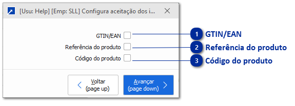 Configurações do tipo de aceitação